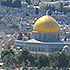 a bottle of Cailloux Vineyard Syrah and a bottle of Bionic Frog Syrah on display with the city of Jerusalem, Israel in the background